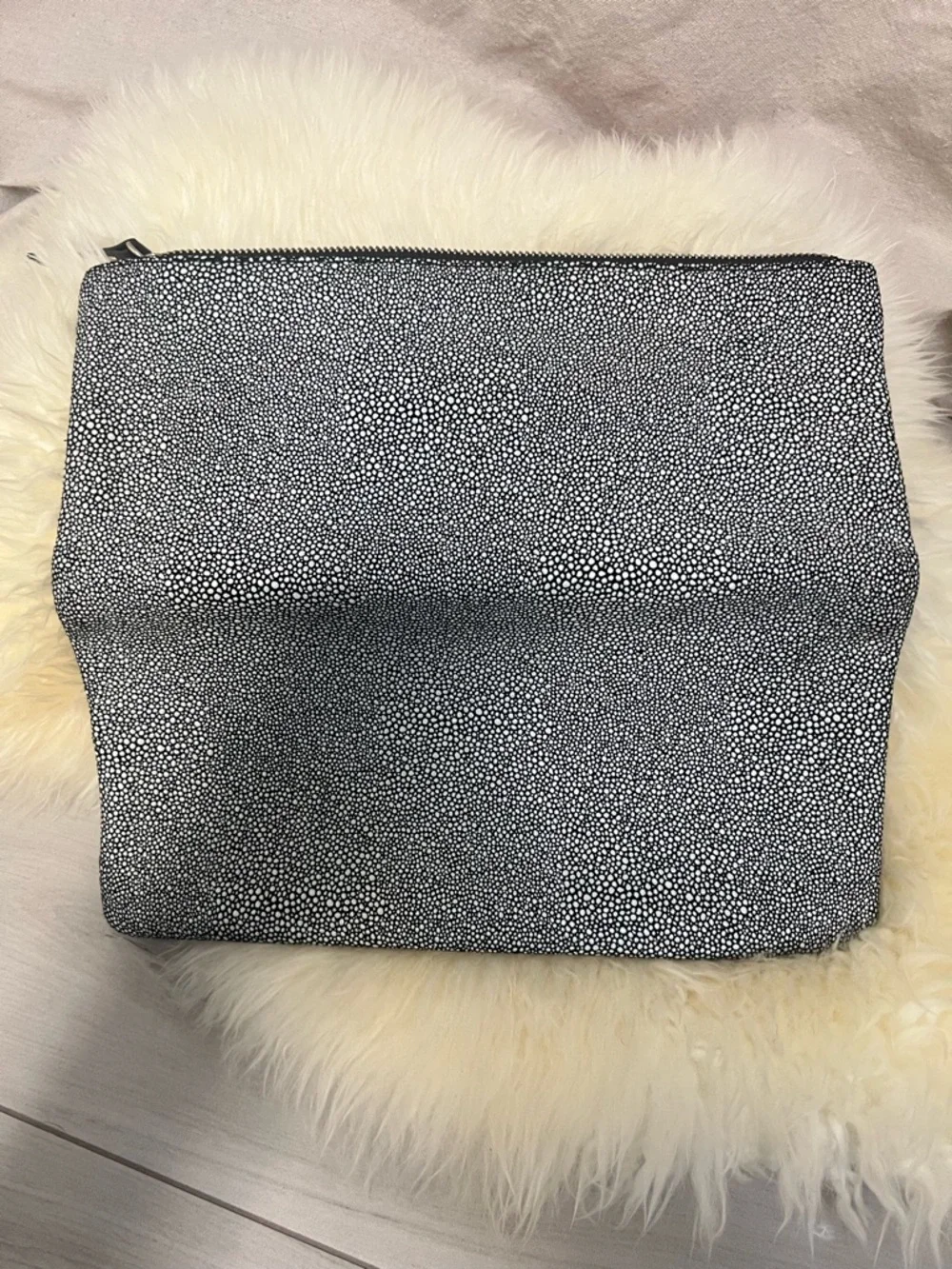 Banana Republic Snakeskin Foldover Clutch Black & White Speckled Minimalist